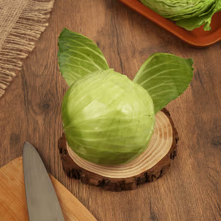 Cabbage (Patta Gobhi)  - Organically Grown, 1 pc (approx. 400-700g)